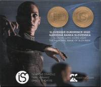 (2020, 8 монет + жетон) Набор монет Словакия 2020 год "Театр танца"   Буклет